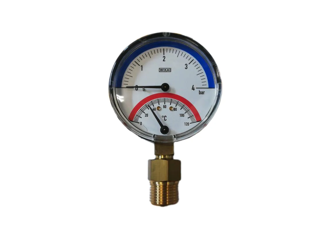 Termomanómetro 0-120º e 0-4bar imersão Ø80mm,1/4 ou 1/2. Vertical, referência 512242460