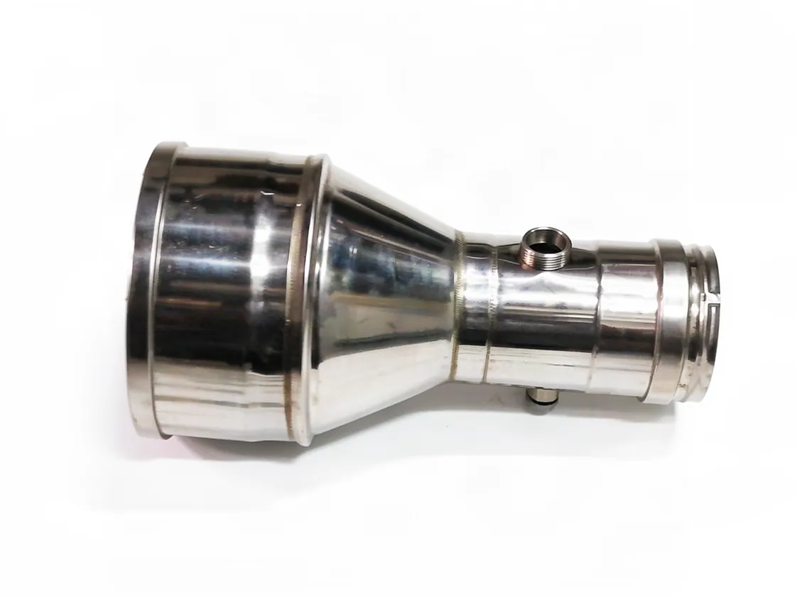 Boiler adapter Domusa 150 to 80 stainless reducer with condensate collection, part number CGAS000230