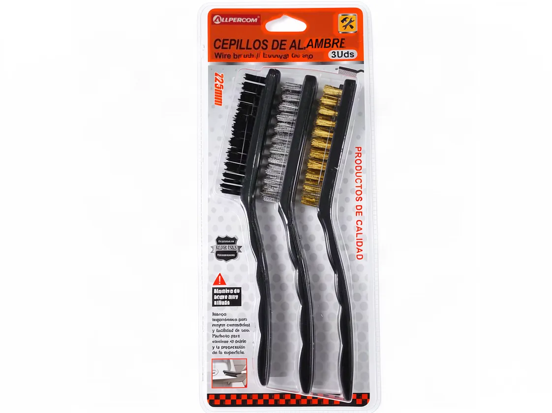Cleaning Brush (Kit 3 pcs of 225mm) With steel, brass and nylon bristles, part number 917779