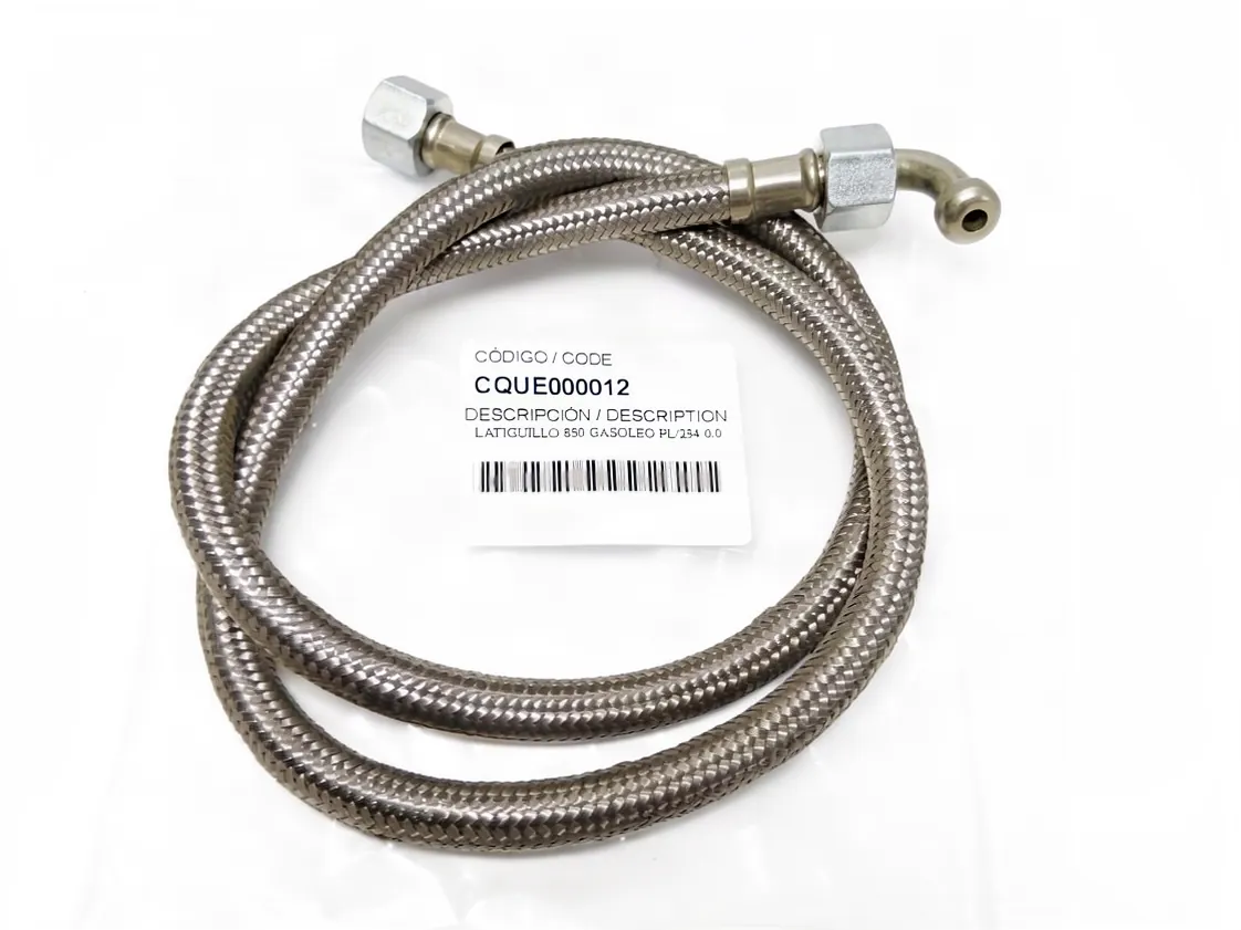 Flexibele slang stookolie 1/4H recht - 1/4H gebogen x 0850mm Domusa Domestic, onderdeelnummer CQUE000012