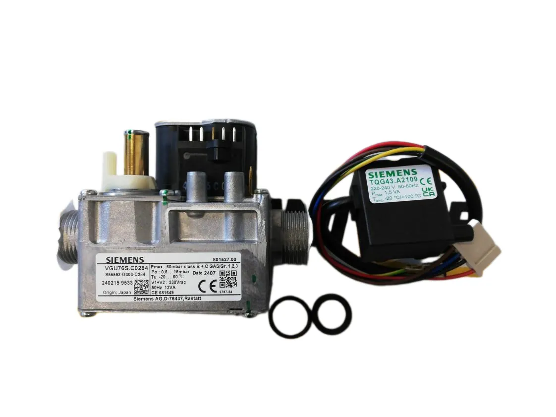 Válvula de gás Intergas HR Siemens AG VGU76S (801527) + transformador (801537) (kit válvula de gás atual), referência 074977