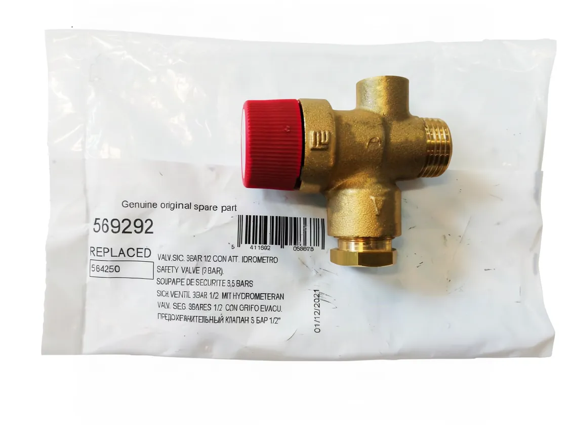 Safety valve 03bar 1/2M with test point 1/4H Ariston Basic 23, part number 569292