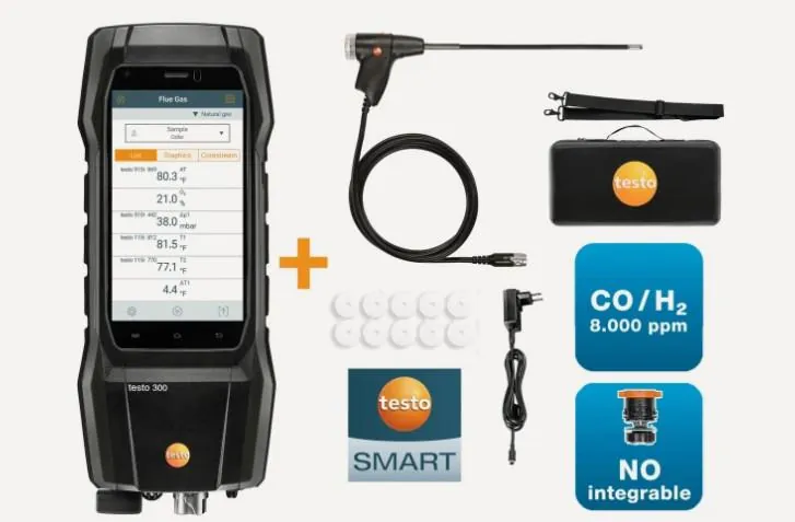 Analizador combustion Testo 300 sonda flexible modular compensado 8.000 ppm (Sin impresora), referencia 0564300202