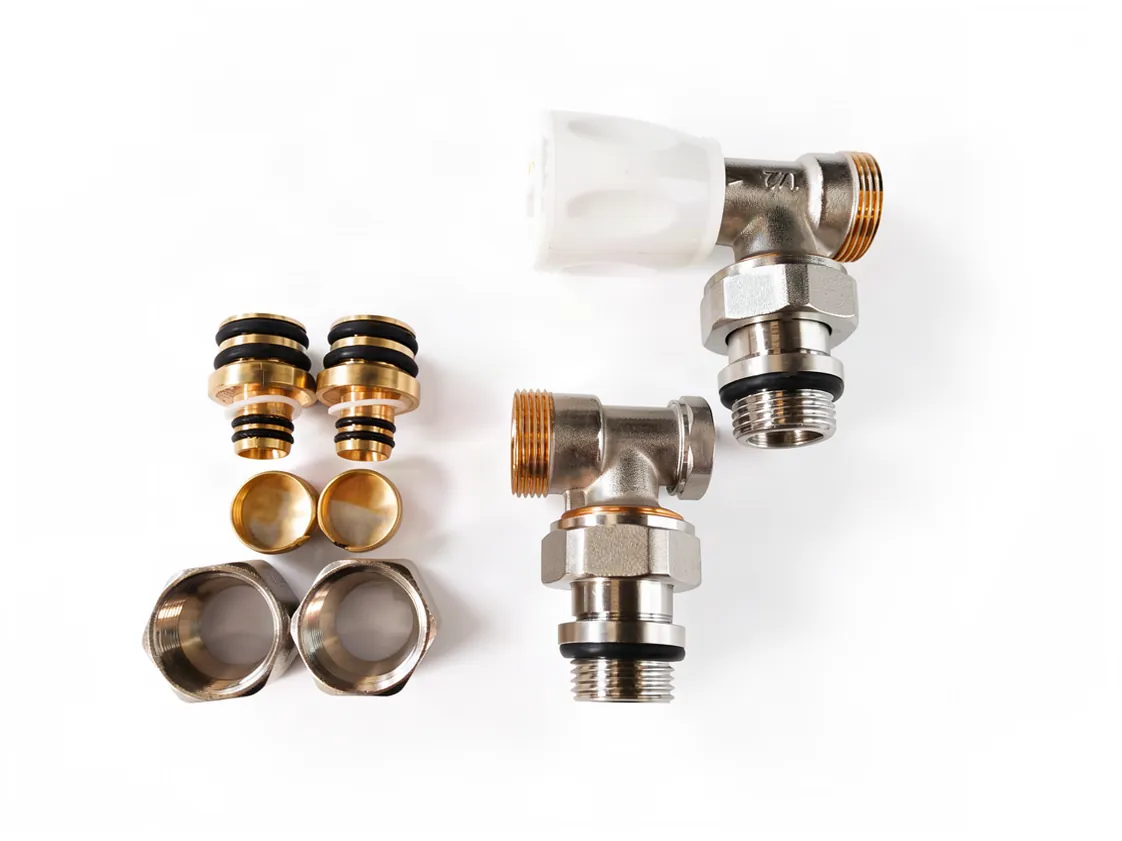 Klimatech Conjunto kit llave y detentor radiador bicono de 1/2 Compresión M24x1.5 (Incluidos biconos Multicapa 16mm), referencia 38877