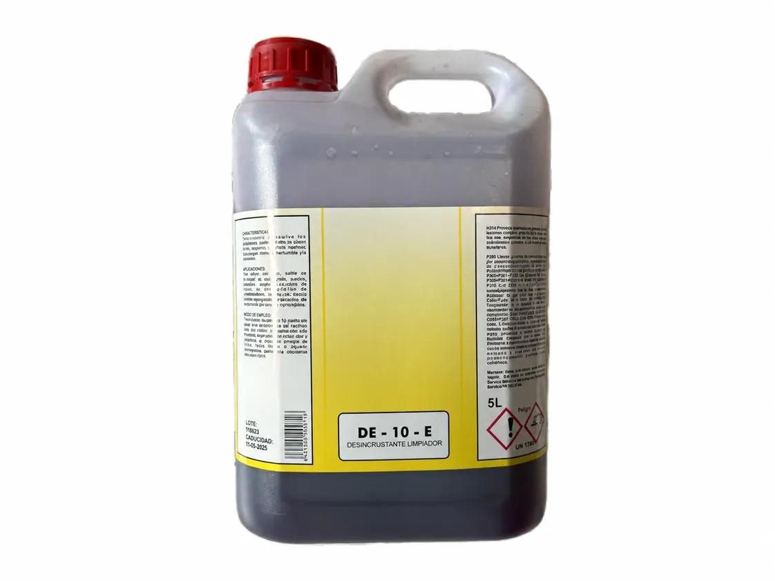 Additif acide détartrant nettoyage de tuyauterie "GML DE-10-E" Avec indicateur de pH. Bidon 05 Litres concentré, référence EQ-035937