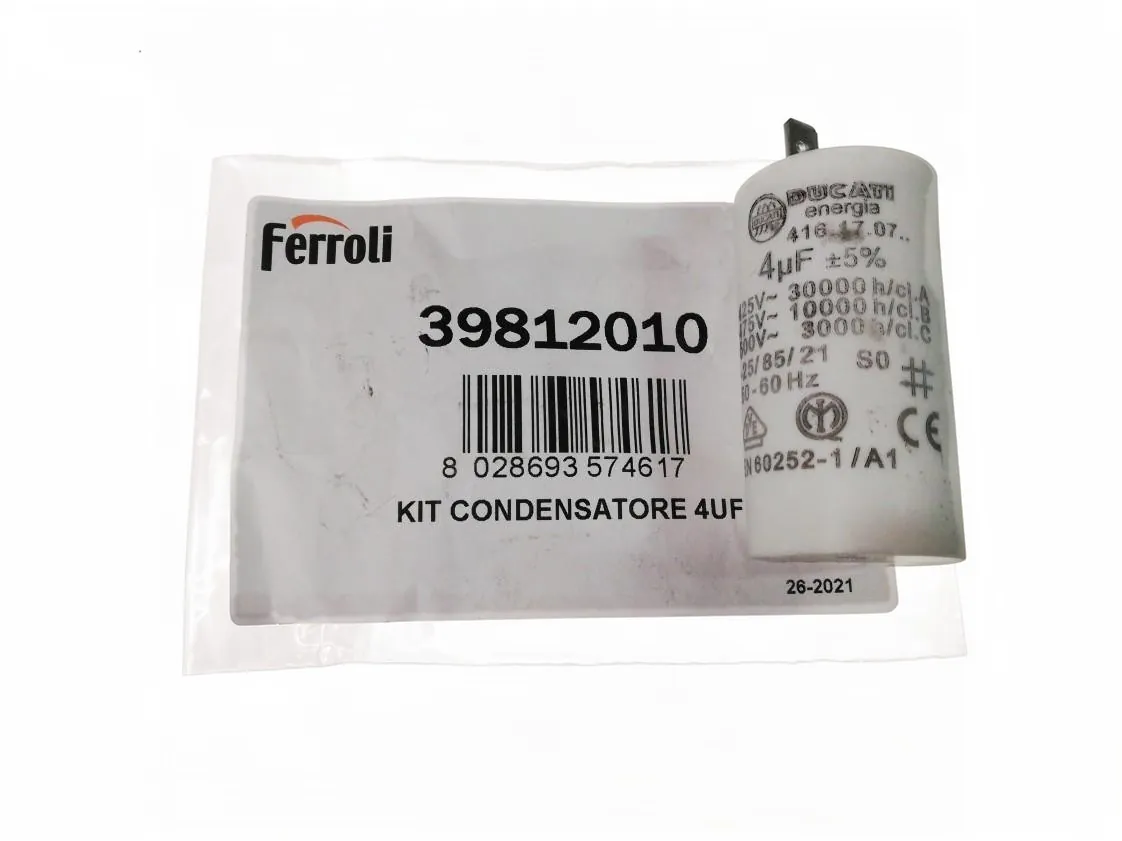 Capacitor 004.0uF Ferroli burner SUN G6 Aaco, part number Q39812010