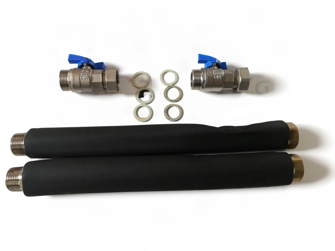 Kit attacco Immergas pompa di calore aria-acqua tubi flessibili anti-vibrazione con rubinetto intercettazione di 1" Isolati DN20 (kit 2 pz) Speciale grande portata, codice ricambio 3.025954