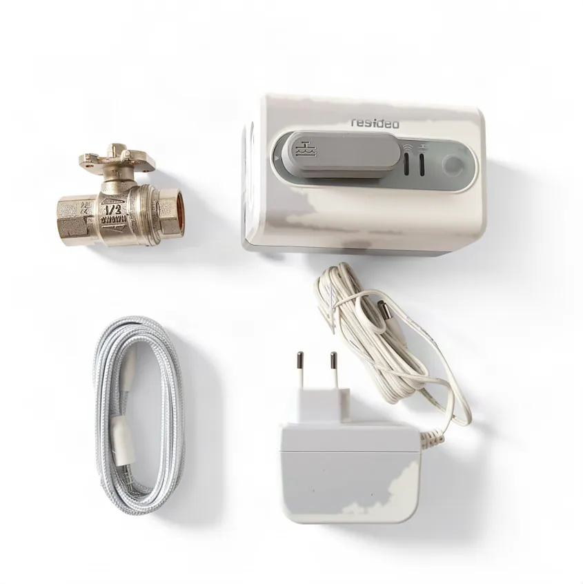 Wasser-Absperrventil mit Wi-Fi-Aktor und Leckmelder, Temp 2…65 ºC (mit kurzen Perioden bis 80 ºC), PN10, Sensorkabel 1,5 M enthalten, DN15, RP 1/2", KVS 39,2, Teilenummer VWS02Y015E