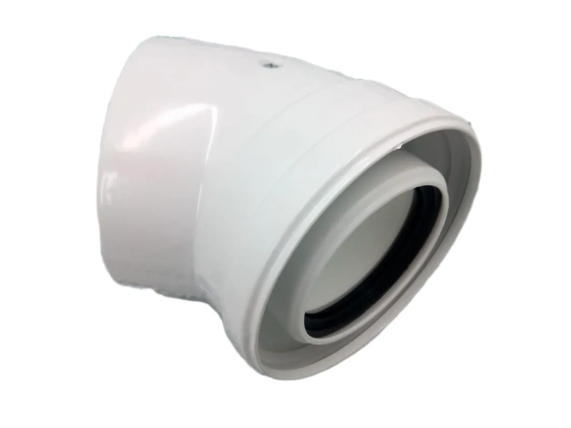 080/125 x 45ºMH Coaxiale Polypropyleen Knie (080424), onderdeelnummer 812545MHP15