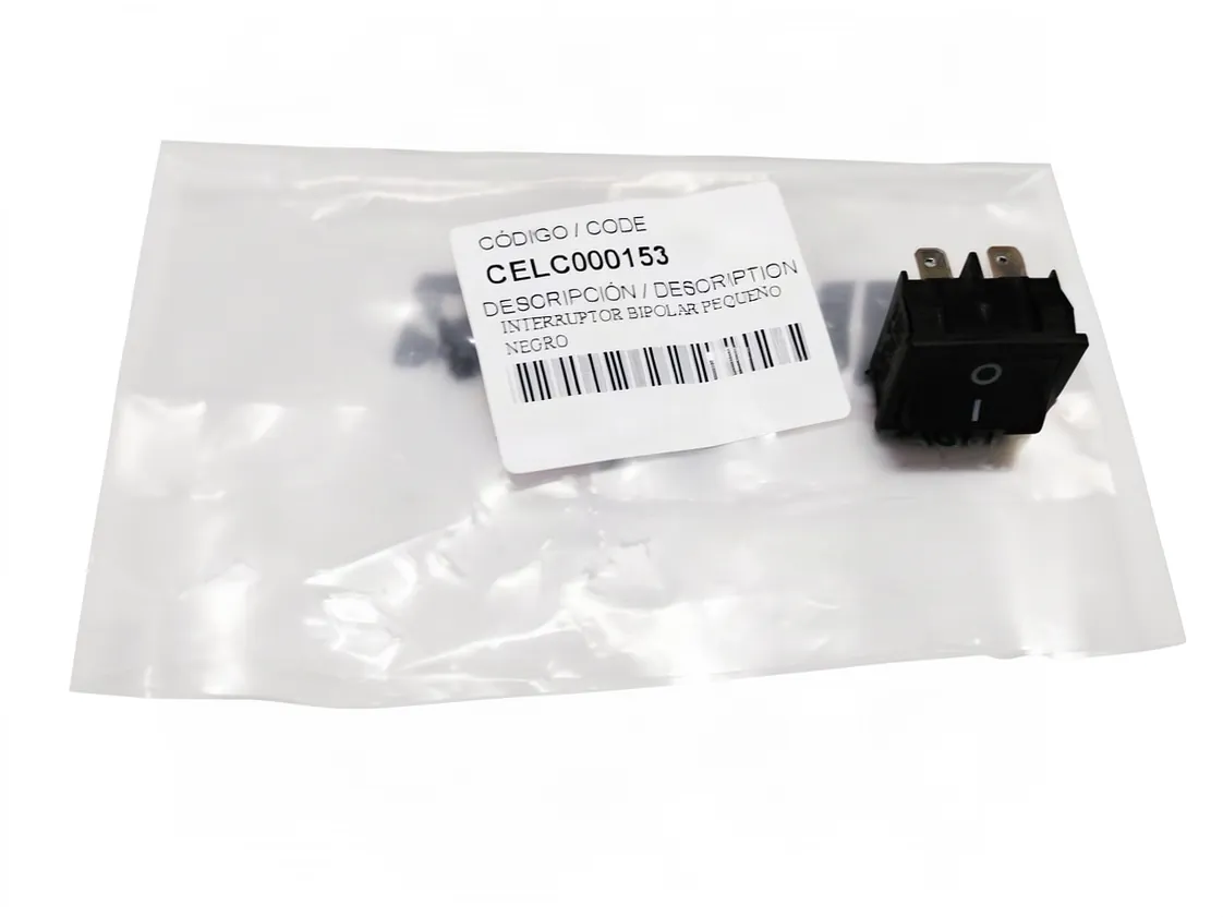 Domusa zweipoliger schwarzer Schalter (22 x 19), Teilenummer CELC000153