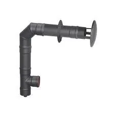 Complete rookgas uitlaat set SPC 080 pellet (Buis 1000mm - buis 500mm - knie 90º - t-stuk 90º MHH - spuildop - rozet - kap), onderdeelnummer 096050