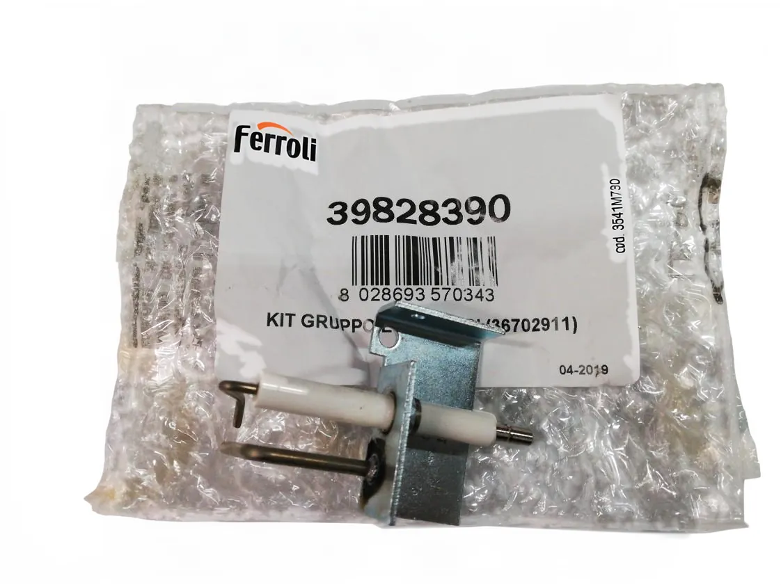 Elettrodo Ferroli Divatop Low NOX accensione/ionizzazione, codice ricambio I39828390