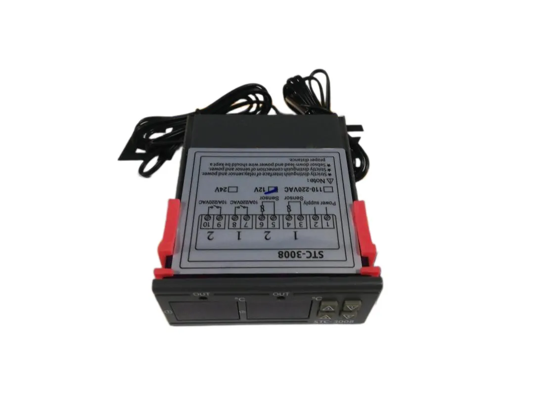 Termostato digital control STC-3008 2 rele a 12V con sondas. (para control caldera o refrigeración -50 / 110º), codice ricambio XZ-026812