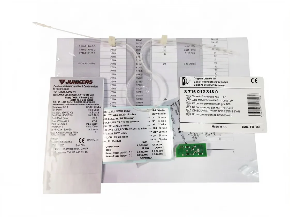 Kit transformación Junkers ZWB28-3C Gas Propano Butano, referencia 87160128180