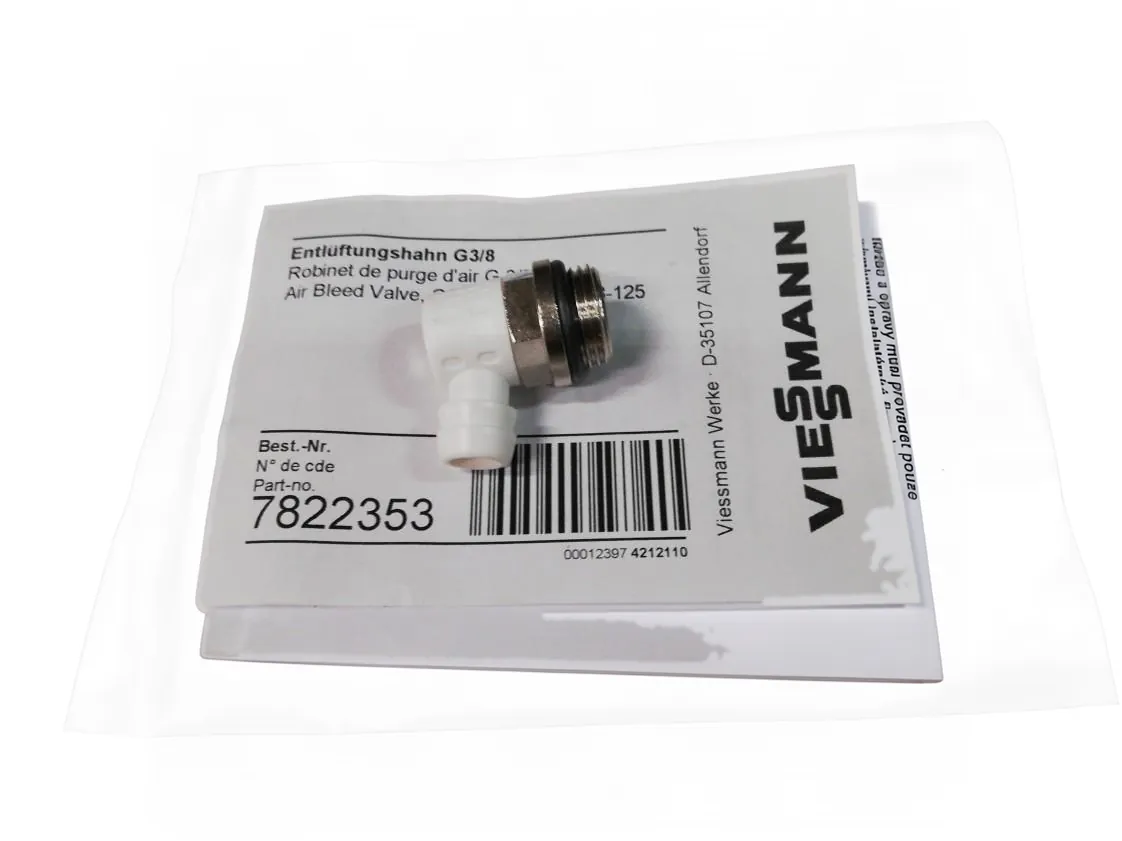 Manueller Entlüfter Viessmann Vitodens 100-W mit Entleerungshahn 3/8M, Teilenummer 7822353