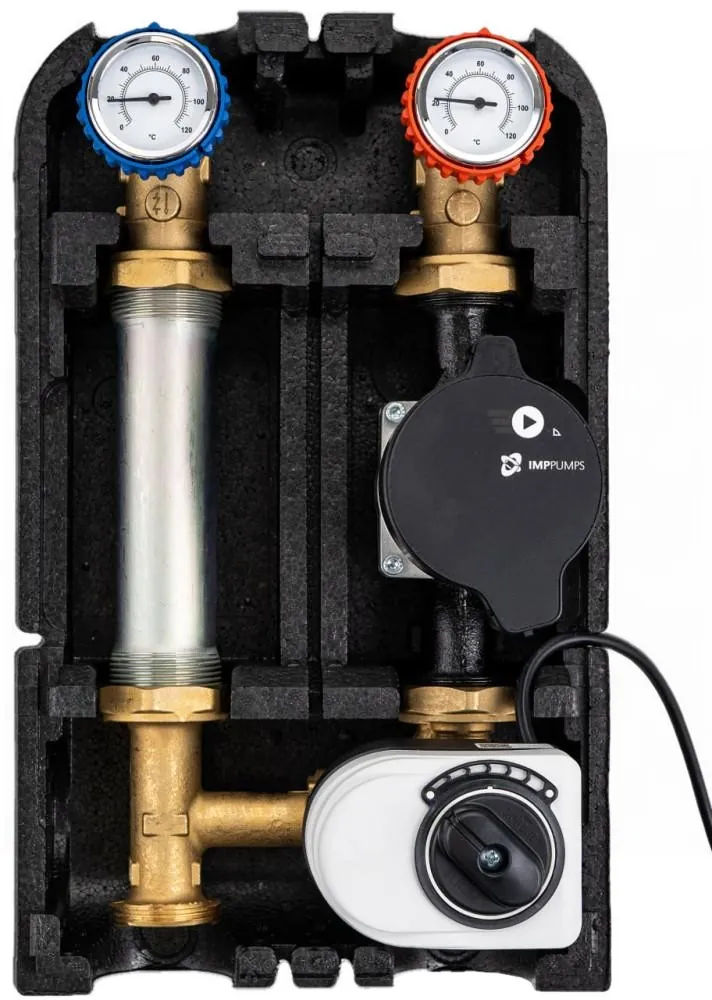 Grupo de circulação DN20 Imppumps NMT mini 15/60-130, com válvula misturadora motorizável de 3 vias, reversível. servomotor com regulação de 3 pontos, referência 979528815