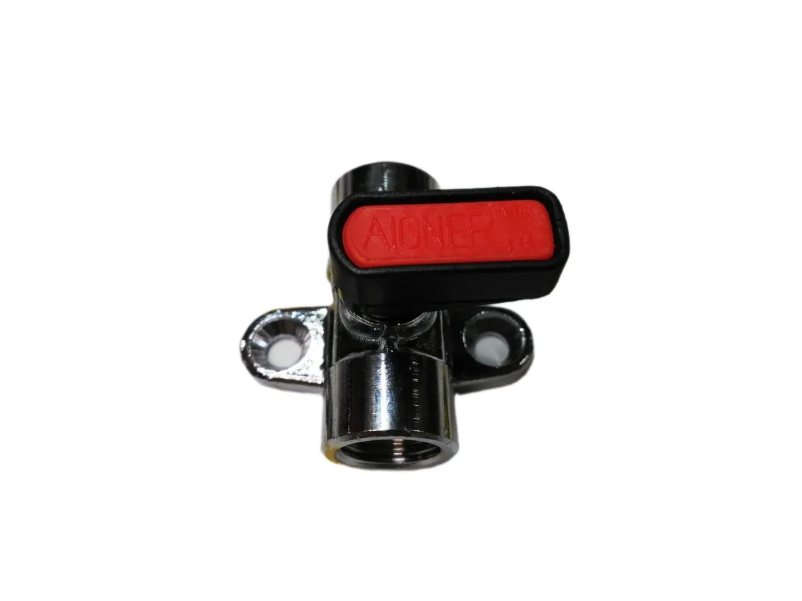 Llave corte 1/4HH Mini para tubo de poliamida. Pomo Rojo / Negro. Con solapa de atornillar, referencia JX-031564
