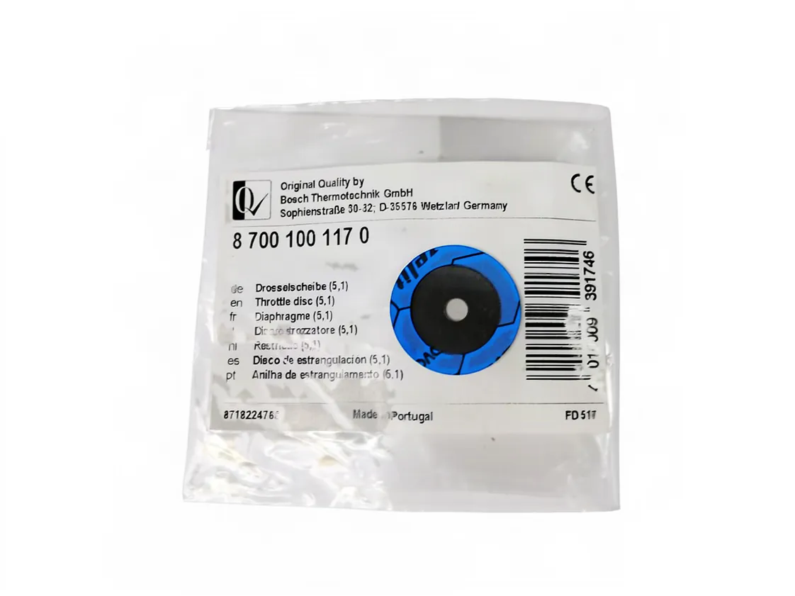 Disco strozzatore Junkers Ø5.1mm, codice ricambio 87001001170