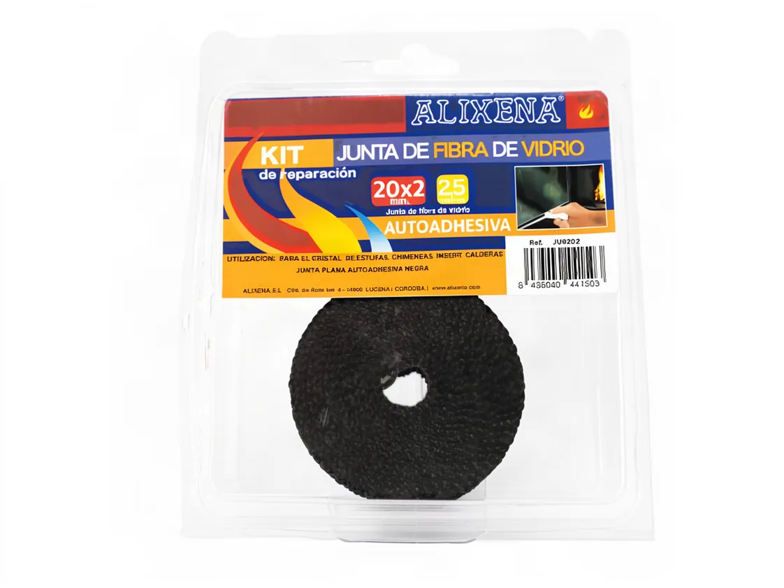 Guarnizione a cordone di fibra piatta 20 x 2.0mm x 2.5m. Con adesivo per porta camino (Ref.JU9202), codice ricambio DL-021185
