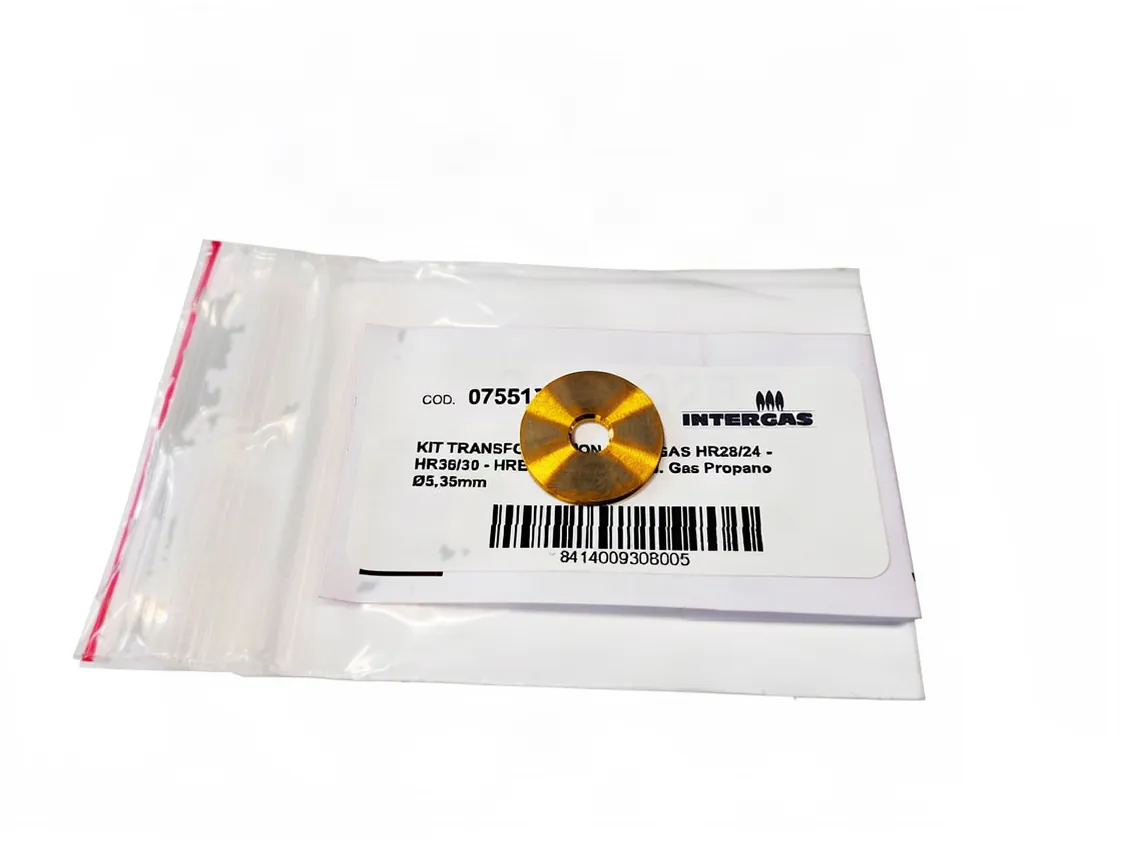 Kit trasformazione Intergas HR28/24 - HR36/30 - HRE28/24 - HRE36/30. Gas propano Ø5,35mm, codice ricambio 075517