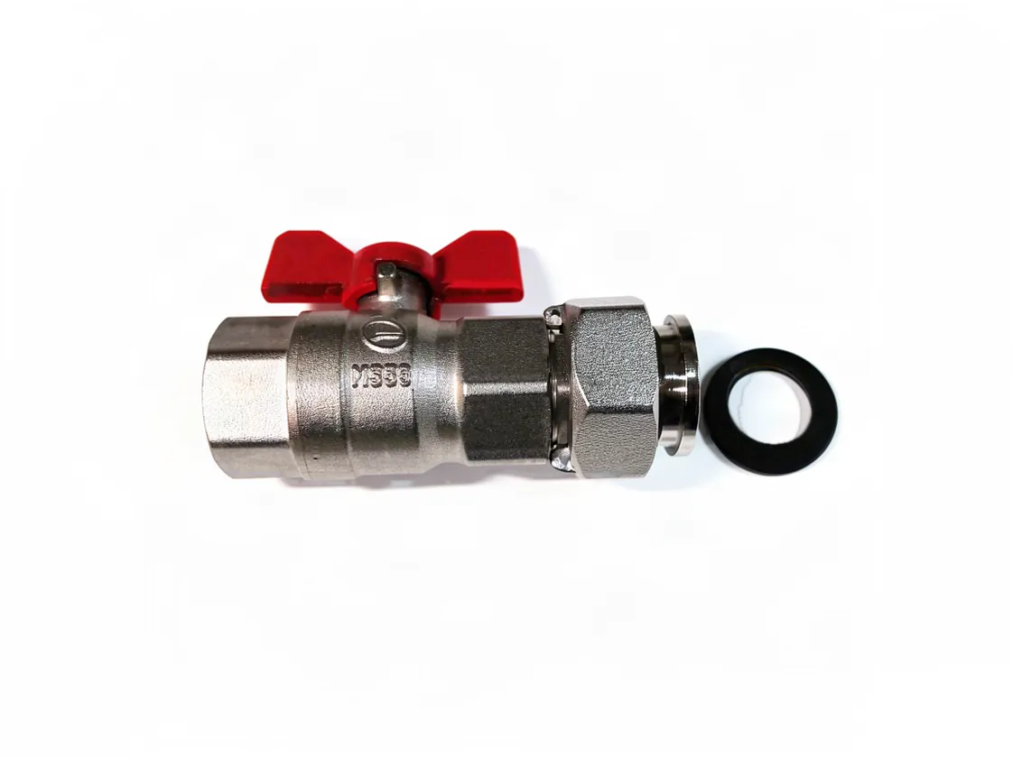 1G Swivel nut fitting to 3/4M shut-off valve set for water pumps, part number GB-009720