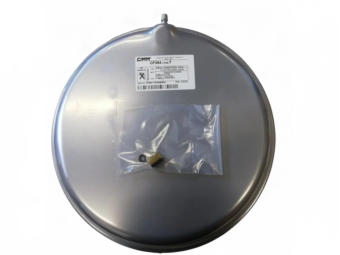 Vaso expansión Circular 07L-M14-Ø365x90mm. Posición 180º-Con adaptador M14x100 a 1/4 1015517. Chafoteaux MC - MC2 - SIAM23/28 - Elexia Comfort - Niagara Delta - Centora (60002211), referencia 60056676-06-C