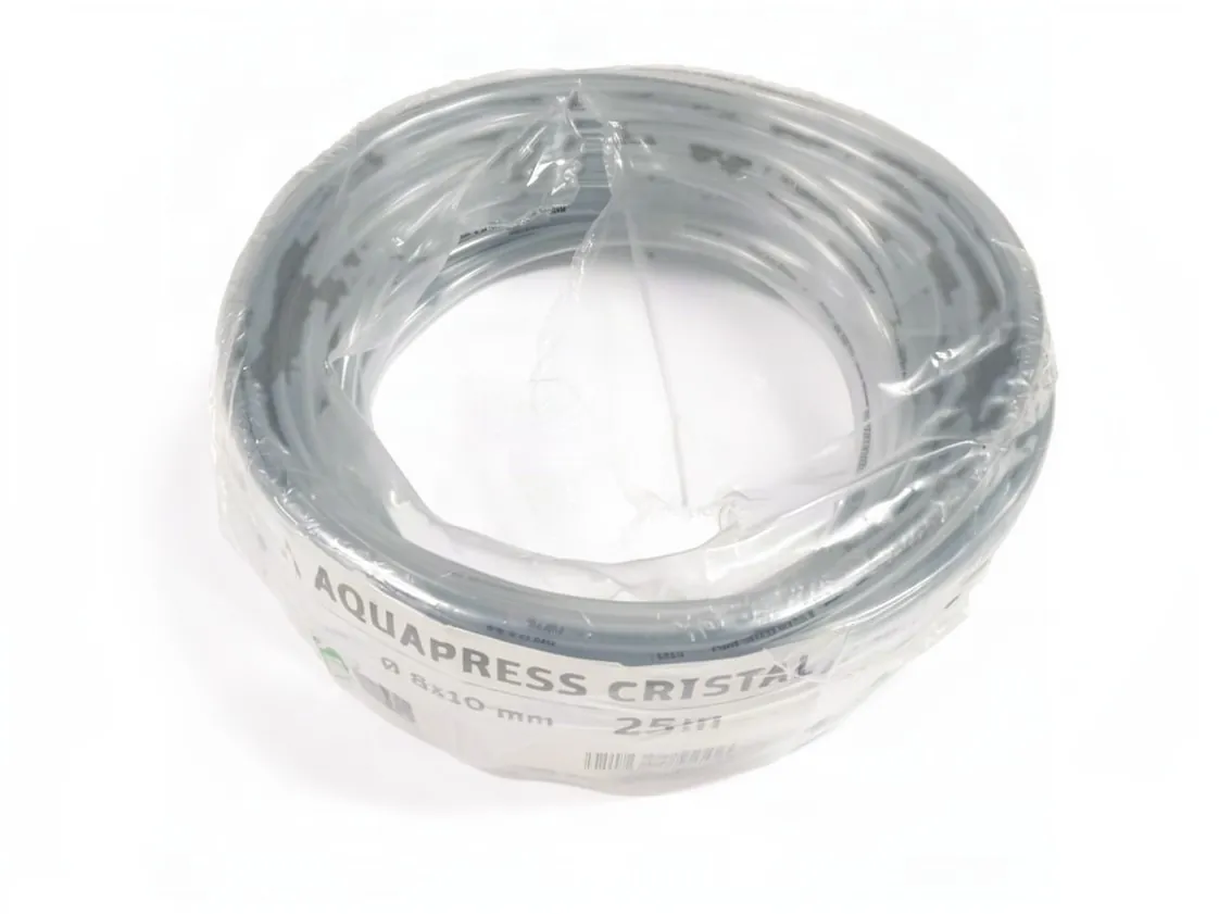 Manguera tubo plástico cristal PVC Ø08 x 10mm. Transparente evacuación condensados. Rollo 15m., referencia 755106
