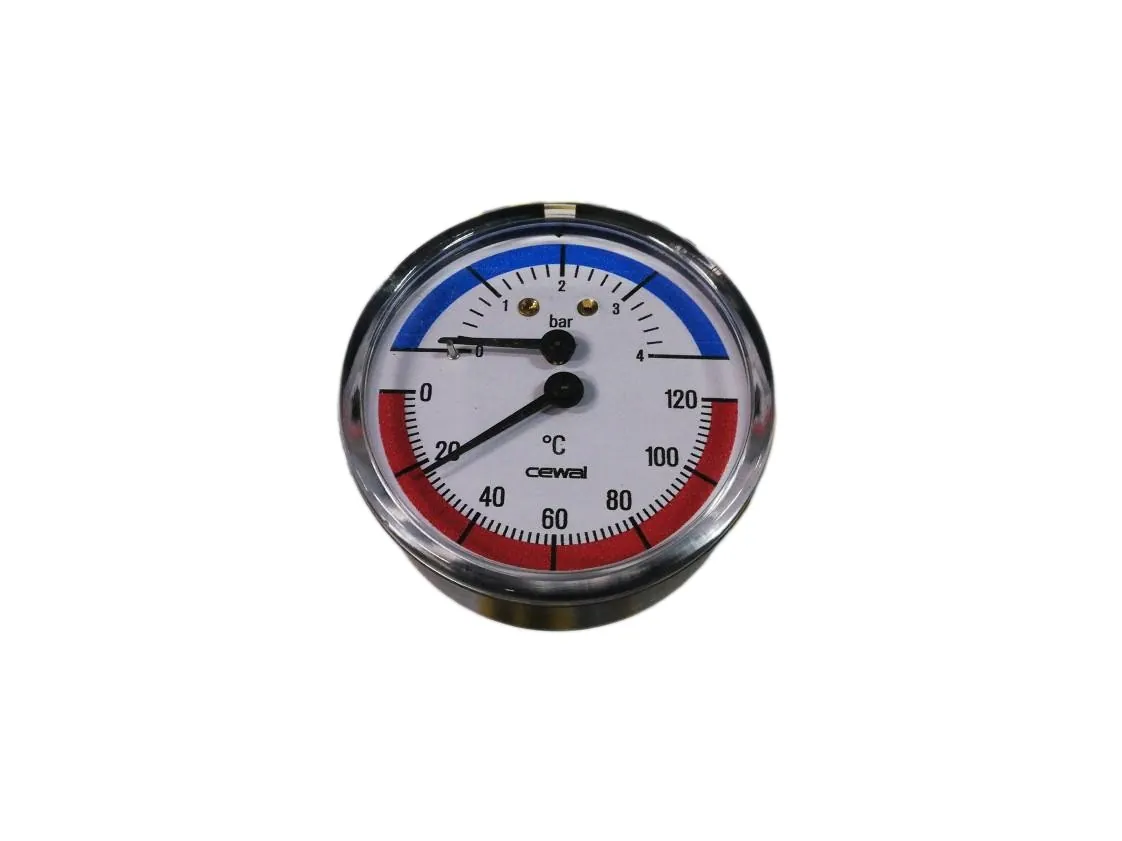 Termomanómetro 0-120º e 0-4bar imersão Ø63mm, 1/2. Traseiro, referência 606030