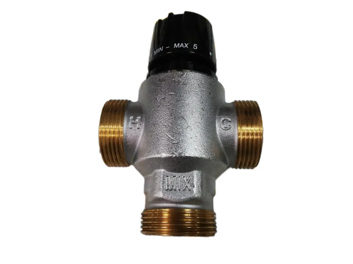 Valvola miscelatrice termostática regolabile per riscaldamento a pavimento 20º-50º attacchi 1 1/4M x 1 1/4M x 1 1/4M, codice ricambio YO-024034