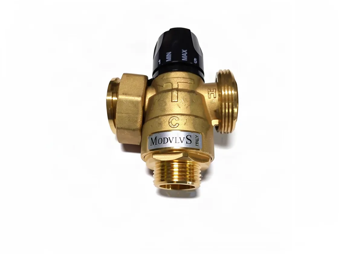 Válvula mezcladora suelo radiante Termostatica regulable de 20º-45º Conexiones 1 1/2M x 1M x 1 1/2 R.Loco, referencia DU-034241