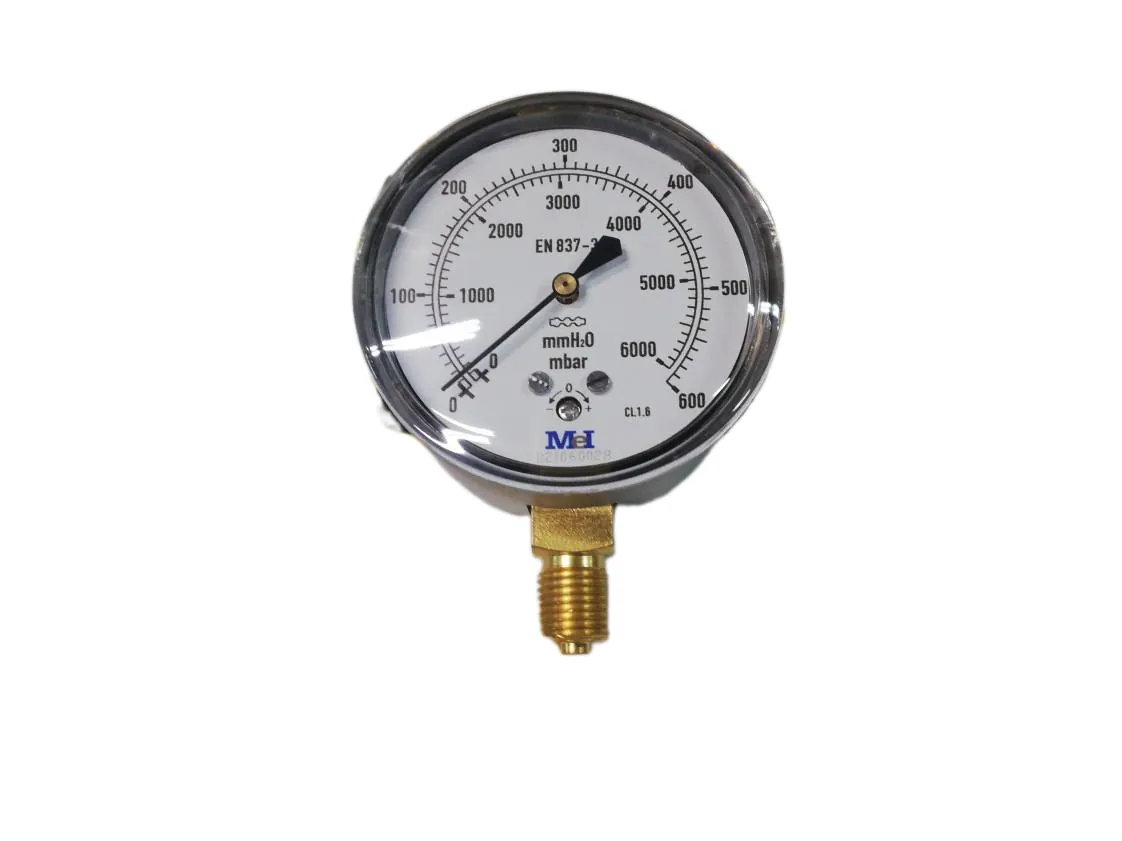 Pressure gauge 0-00.6 bar 1/4M Ø63mm vertical. Stainless steel box (0-600mbar), part number FU-034265