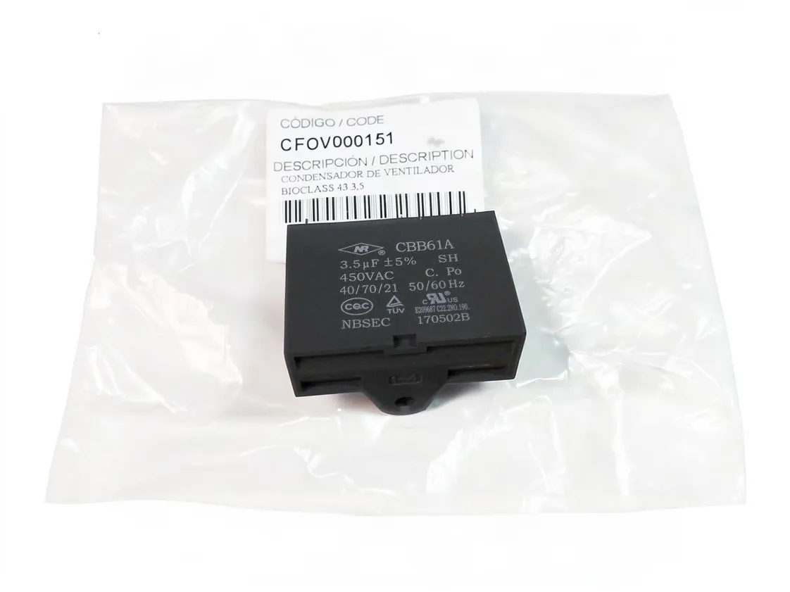 Capacitor 003.5uF Domusa Bioclass NG 43 fan, part number CFOV000151