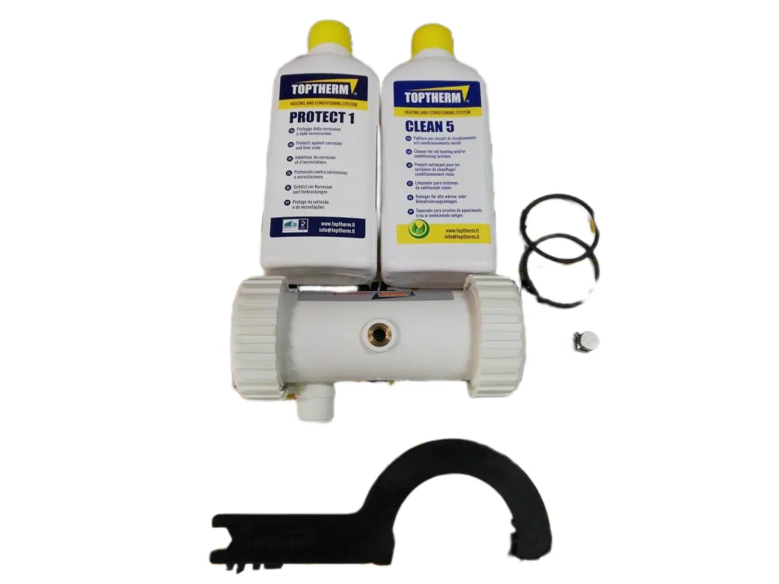 Reinigungsset Anlagen 100m2 Toptherm T-BOX MAG Compact weiß (Reinigungsadditiv Clean 5 und Inhibitor Protect 1+ Filter), Teilenummer FH-021100