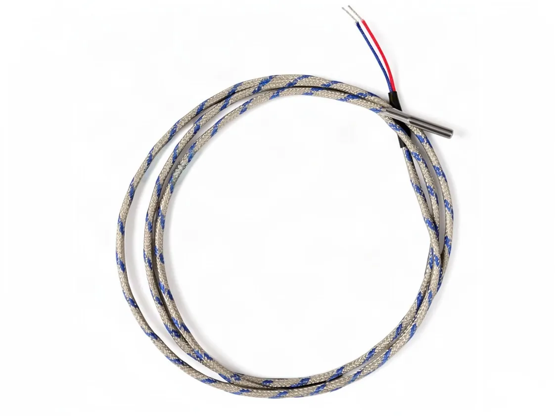 Type J thermokoppel voeler kachel pellet ketel met rvs buis en Vetrotex kabel. Ø4x30mm. Lengte 1250mm, onderdeelnummer ER-031002