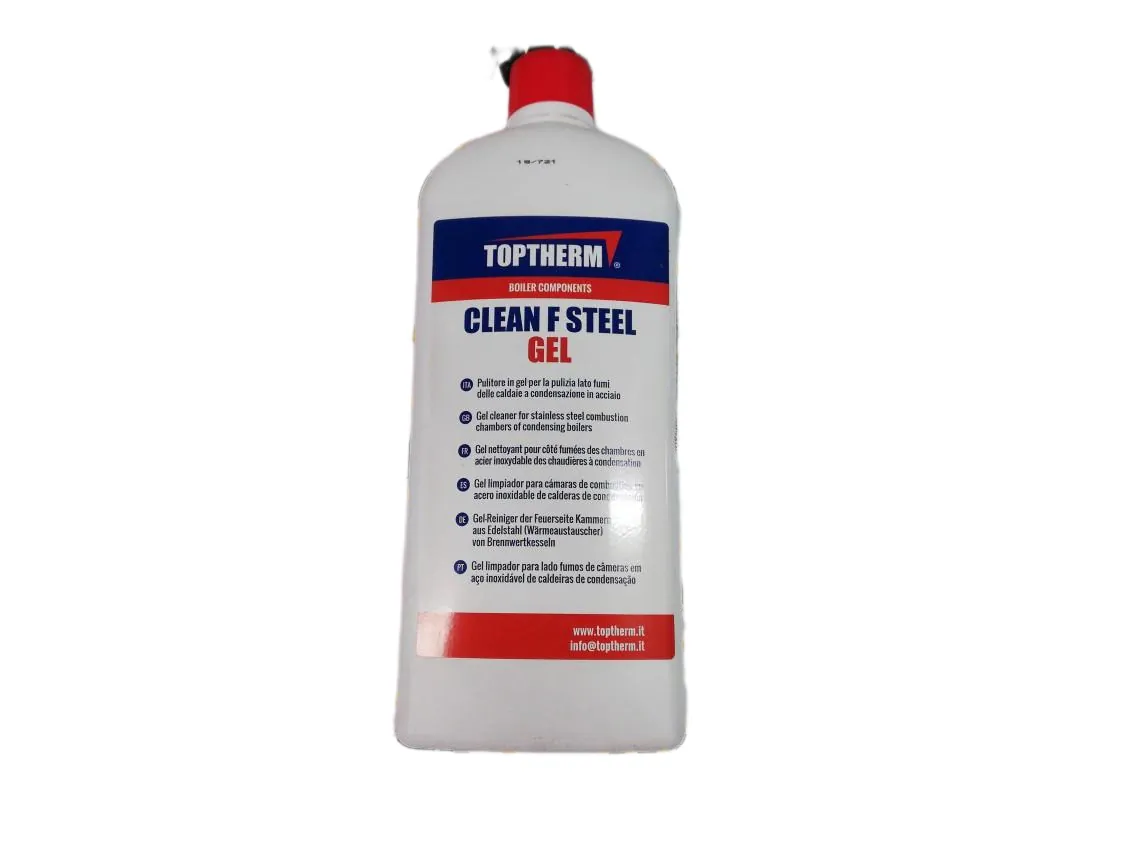 Additif de nettoyage chaudière gaz acier Toptherm Clean F Steel Gel 1kg (Côté fumées), référence NE-022649