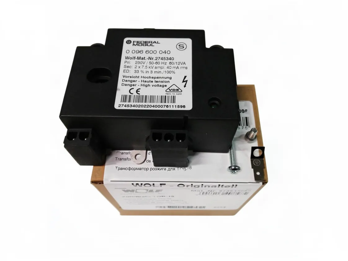 Wolf Tob 18 heating oil burner transformer, part number 274534099