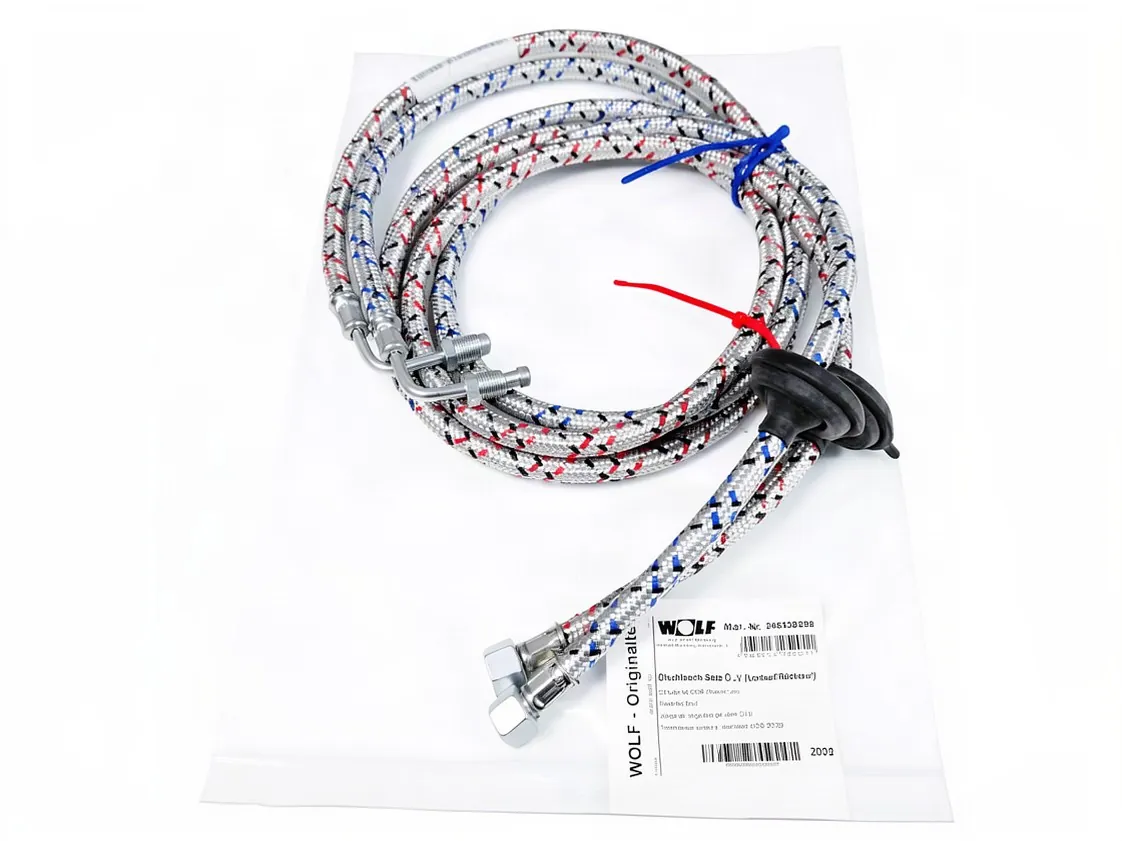 Flexibele slang stookolie 3/8H recht - 1/4M gebogen x 2000mm (Set 2uds) Wolf, onderdeelnummer 248339299