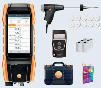 Analizzatore di combustione Testo 300 Longlife next level compensato 30.000 ppm (Con stampante), codice ricambio 0564300486