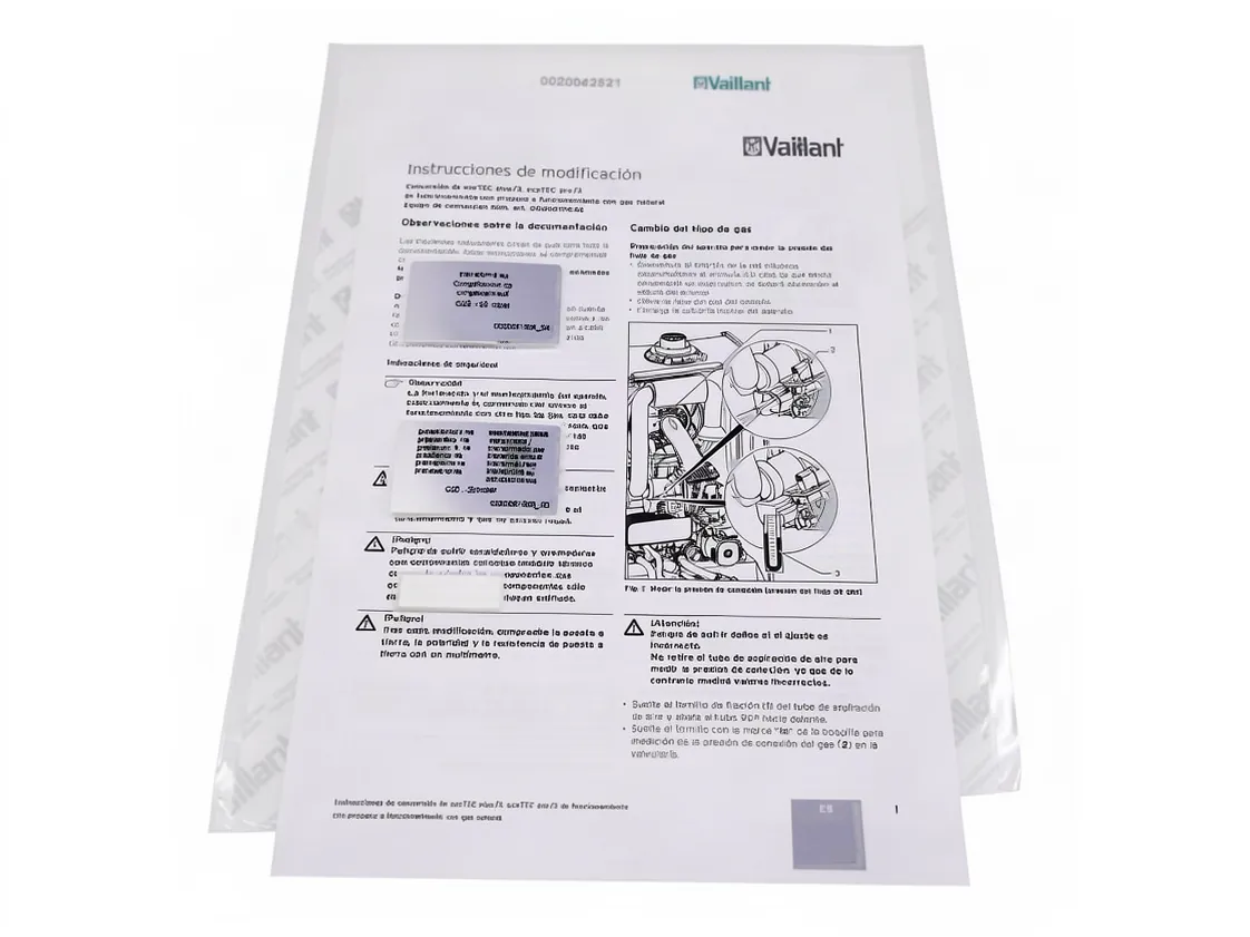 Kit transformação Vaillant VMW 236/3-5 gás natural, referência 0020042521