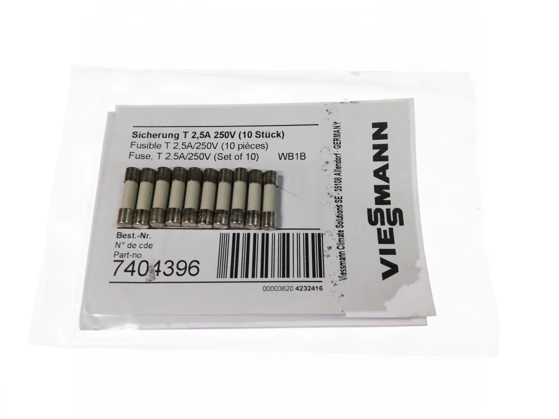 Fuse 2.5A 250V Viessmann (kit 10 pcs), part number 7404396
