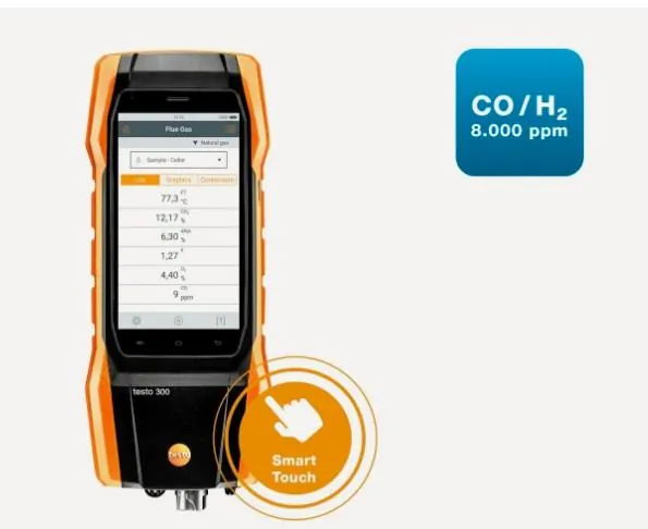 Analisador de combustão Testo 300 Longlife next level compensado 8.000 ppm (Analisador apenas), referência 0633300271