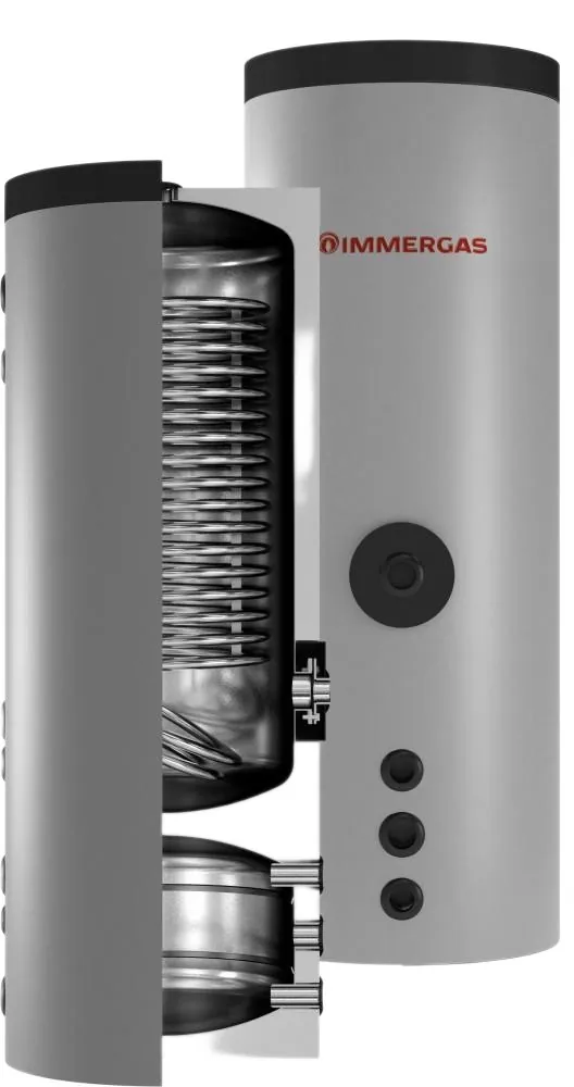 Gecombineerd Multifunctioneel Voorraadvat Immergas DC-INOX300. Med.Ø620x2200mm.(300 liter warm tapwater + 90 liter buffer, onderdeelnummer 4.010108