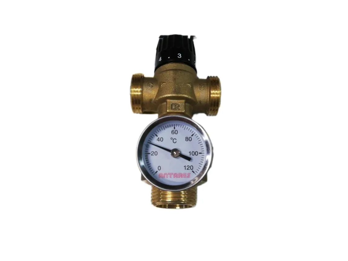 Valvola anticondensa regolabile 30ºC - 70ºC biomassa attacchi a 1M-1H-1M (sollevamento ritorno), codice ricambio FL-018648