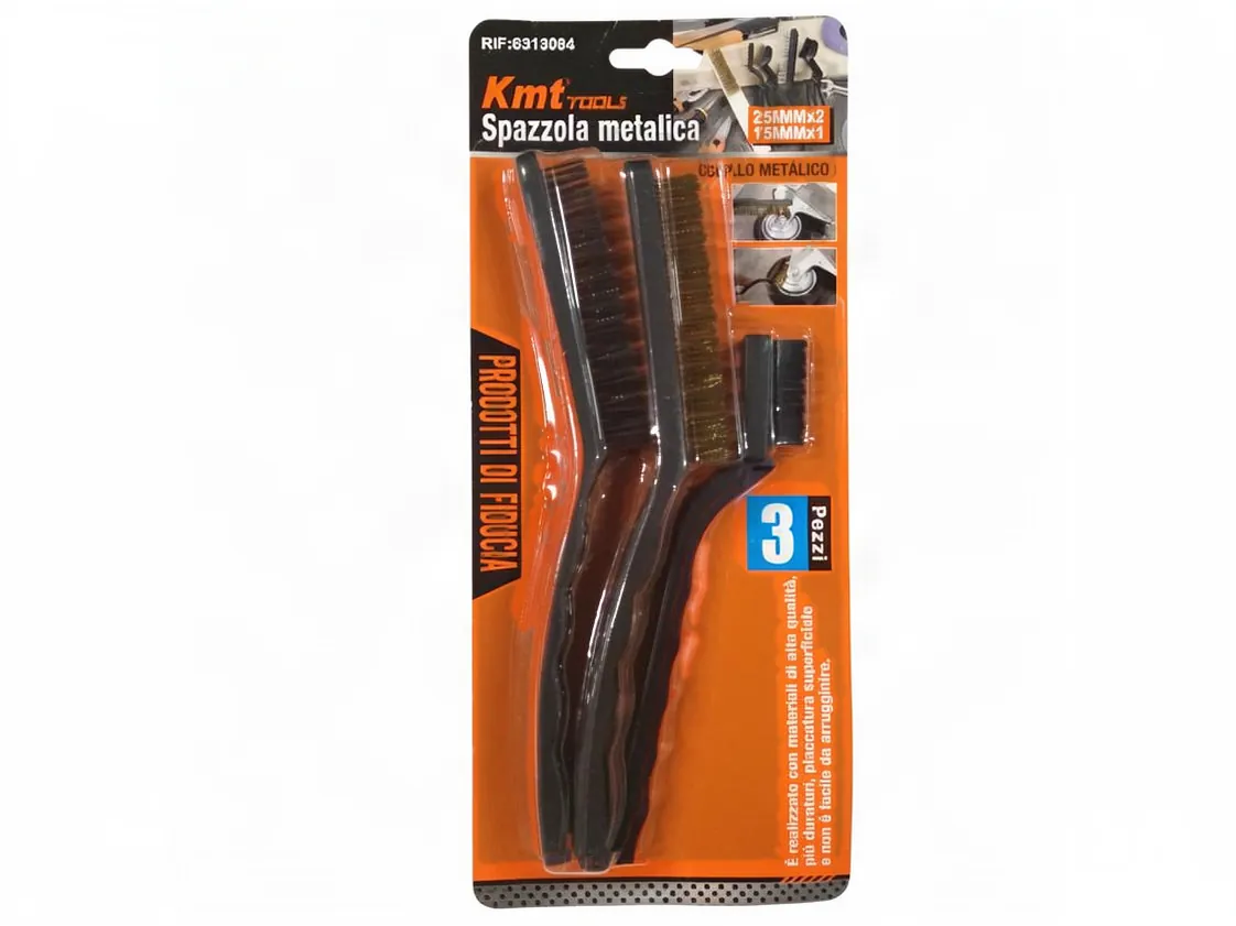 Cleaning Brush (kit 3 pcs, 2 of 225mm and 1 of 175mm) With steel, brass and nylon bristles, part number RJ-015586