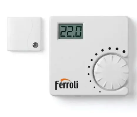 Termóstato ambiente Ferroli FER 8 RF diário, sem fios via rádio, referência FER8RF