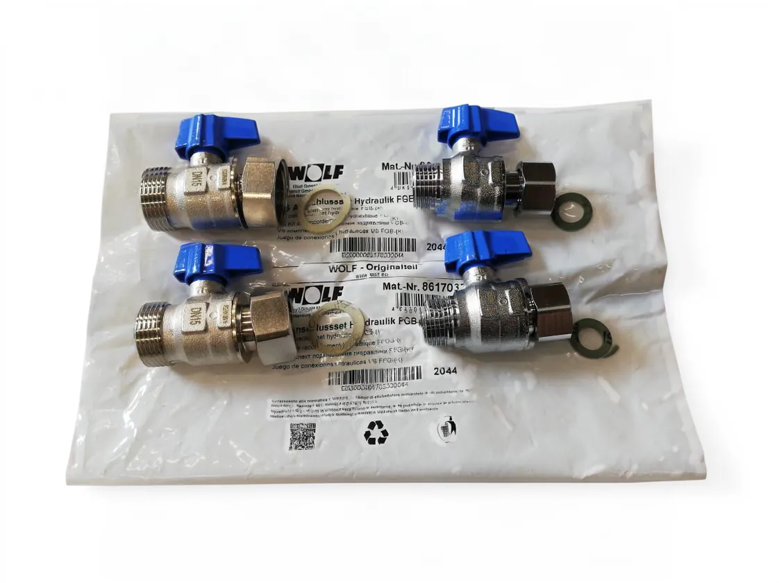 Kit robinets raccordement chaudières Wolf FGB-K, référence 8614786