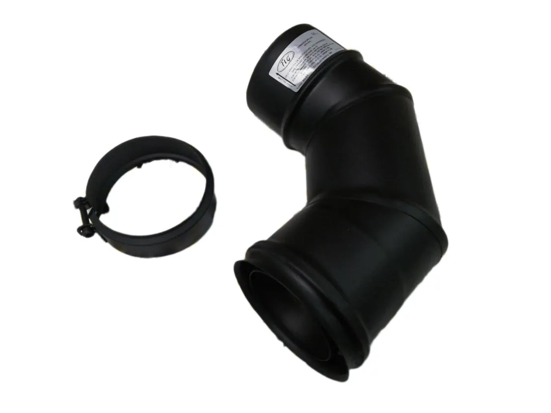Knie 080/120 x 90º Geïsoleerd Pelletkachel Zwart, onderdeelnummer 8090DP316NG