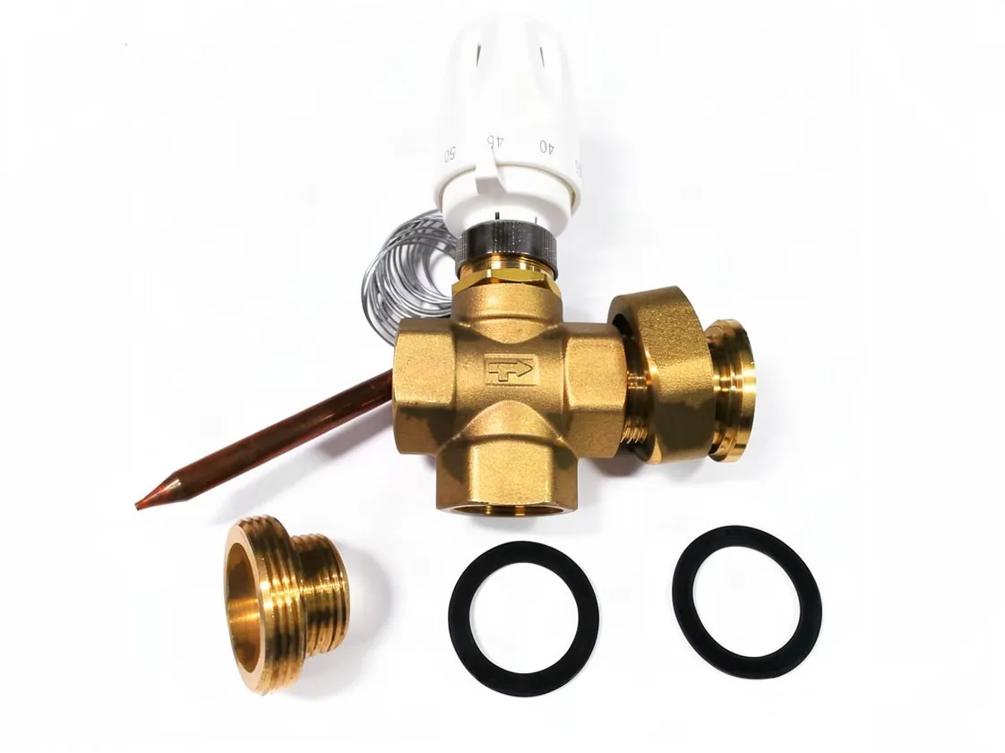 Válvula mezcladora suelo radiante Termostatica regulable de 20º-60º 3vias Conexiones 1-1/2"H x 1M x 1-1/2"M, referencia UH-018484