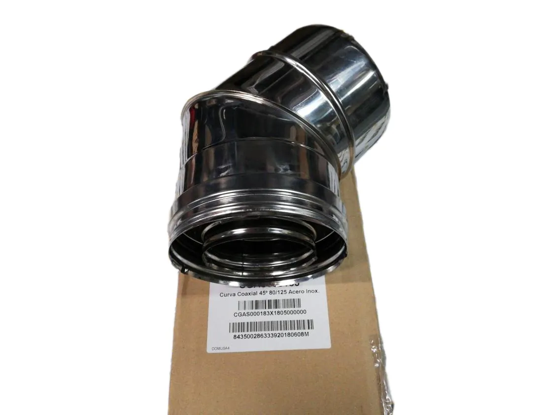 Gomito SPC Domusa 80/125 x 45º Inossidabile, codice ricambio CGAS000183